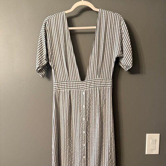 Dresses & Skirts - Blue and White Striped Dress with Deep V Neck
